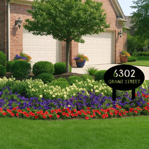 Oval Address Yard Stake Sign