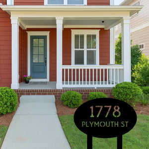Oval Address Yard Stake Sign