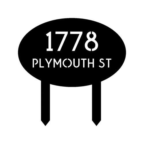 Oval Address Yard Stake Sign on a white background