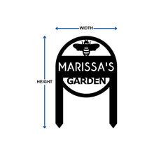 Load image into Gallery viewer, Outdoor garden name plaque sizing and dimensions