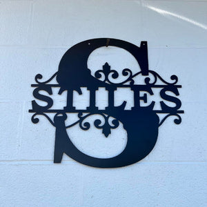 Custom Split Letter Last Name Metal Sign