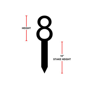 Custom House Numbers lawn stake sizing dimensions