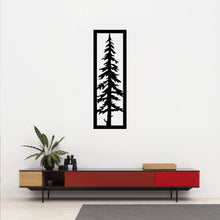 Load image into Gallery viewer, The Sylvara Tree Metal Wall Art is prominently displayed on the wall above or near a red desk, creating a striking and dynamic visual contrast.