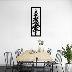 The Sylvara Tree Metal Wall Art is hung on a wall above a table, creating a stylish, balanced composition that blends form and function.