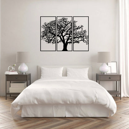 The Canopy Tree of Life Wall Art's clean white background blends seamlessly with the white bedroom walls, giving the piece an ethereal, almost floating effect.