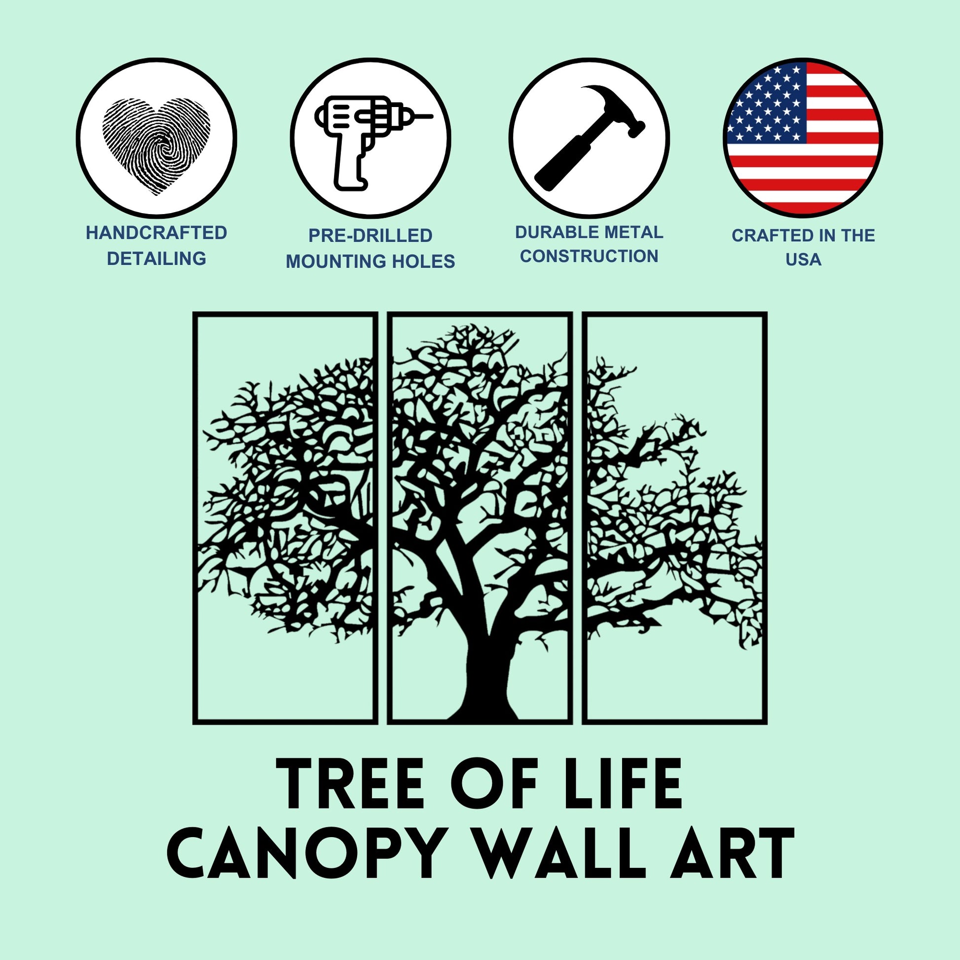 Canopy Tree of Life with features of handcrafted details, pre drilled holes, durable construction, and made in the USA