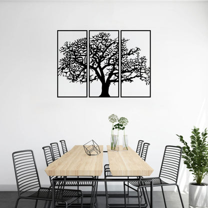 The Canopy Tree of Life Wall Art is elegantly displayed on a white wall, positioned just above a table, creating a clean, balanced, and serene visual.