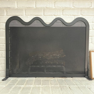 Hearth safety screen elegant wave design