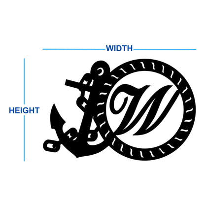 Custom Monogram Anchor Letter Sign dimensions