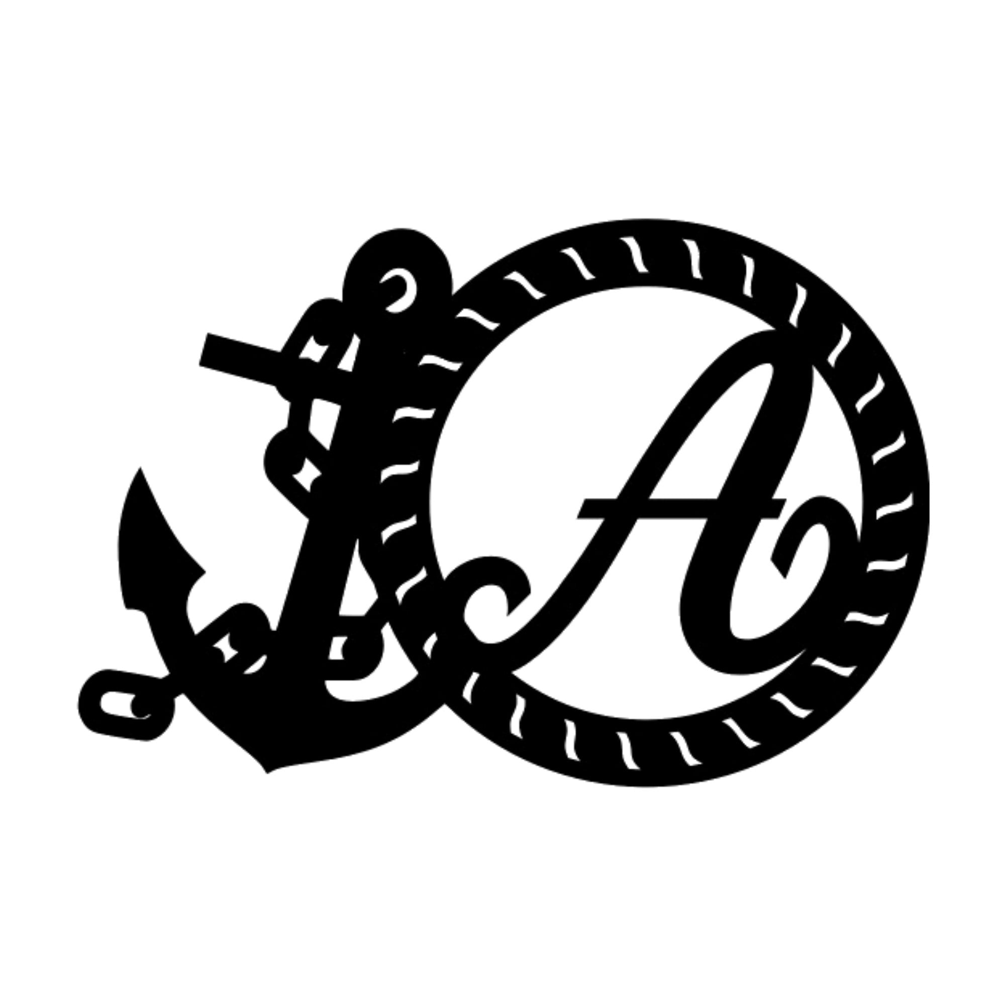 Anchor Monogram Sign, Custom Single Letter Design, Home Metal Sign ...