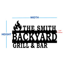 Load image into Gallery viewer, custom backyard bar and grill bbq master sign dimensions