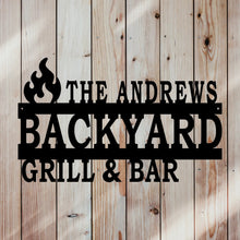 Load image into Gallery viewer, custom backyard bar and grill bbq master sign