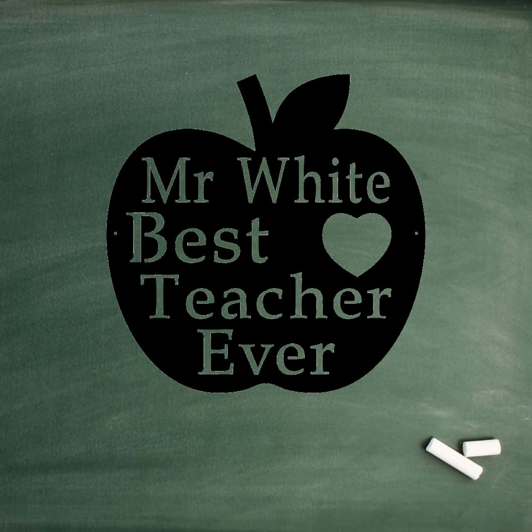 Best teacher ever custom metal sign with teacher name 