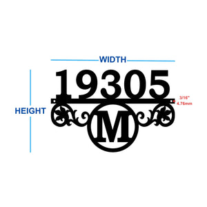 bottom letter monogram house number sizing dimensions guide