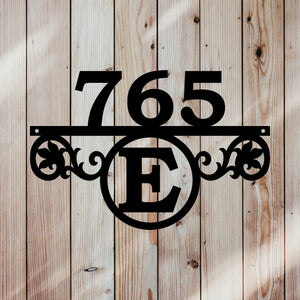 custom house number sign with letter