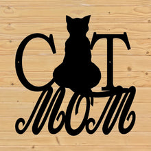 Load image into Gallery viewer, cat mom custom metal sign with cat outline