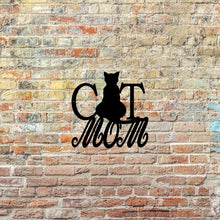 Load image into Gallery viewer, cat mom custom metal sign with cat outline