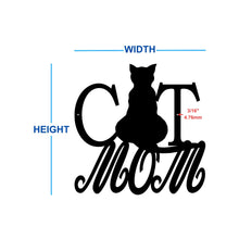 Load image into Gallery viewer, cat mom custom metal sign with cat outline dimensions