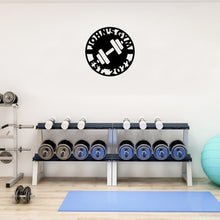 Load image into Gallery viewer, Custom gym circle sign with barbell and custom name