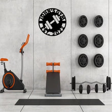 Load image into Gallery viewer, Custom gym circle sign with barbell and custom name