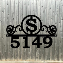 Load image into Gallery viewer, circular monogram custom house number plaque sign for outside powder coat