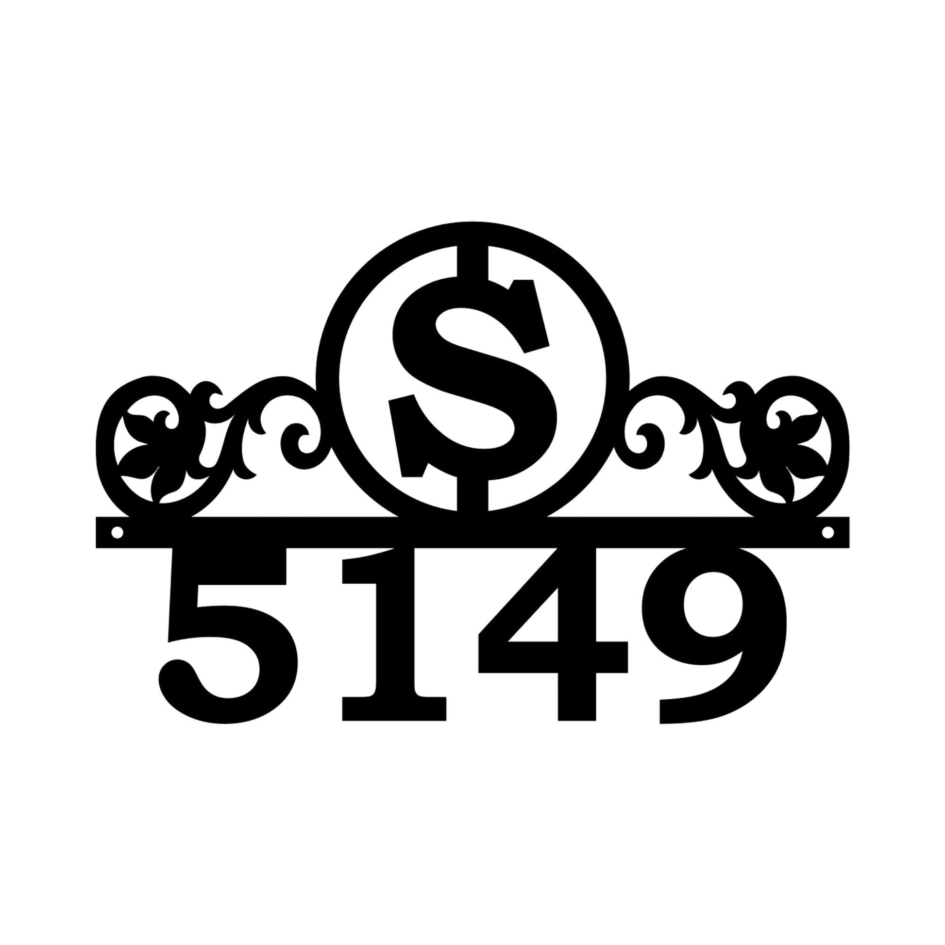 custom house number with monogram letter