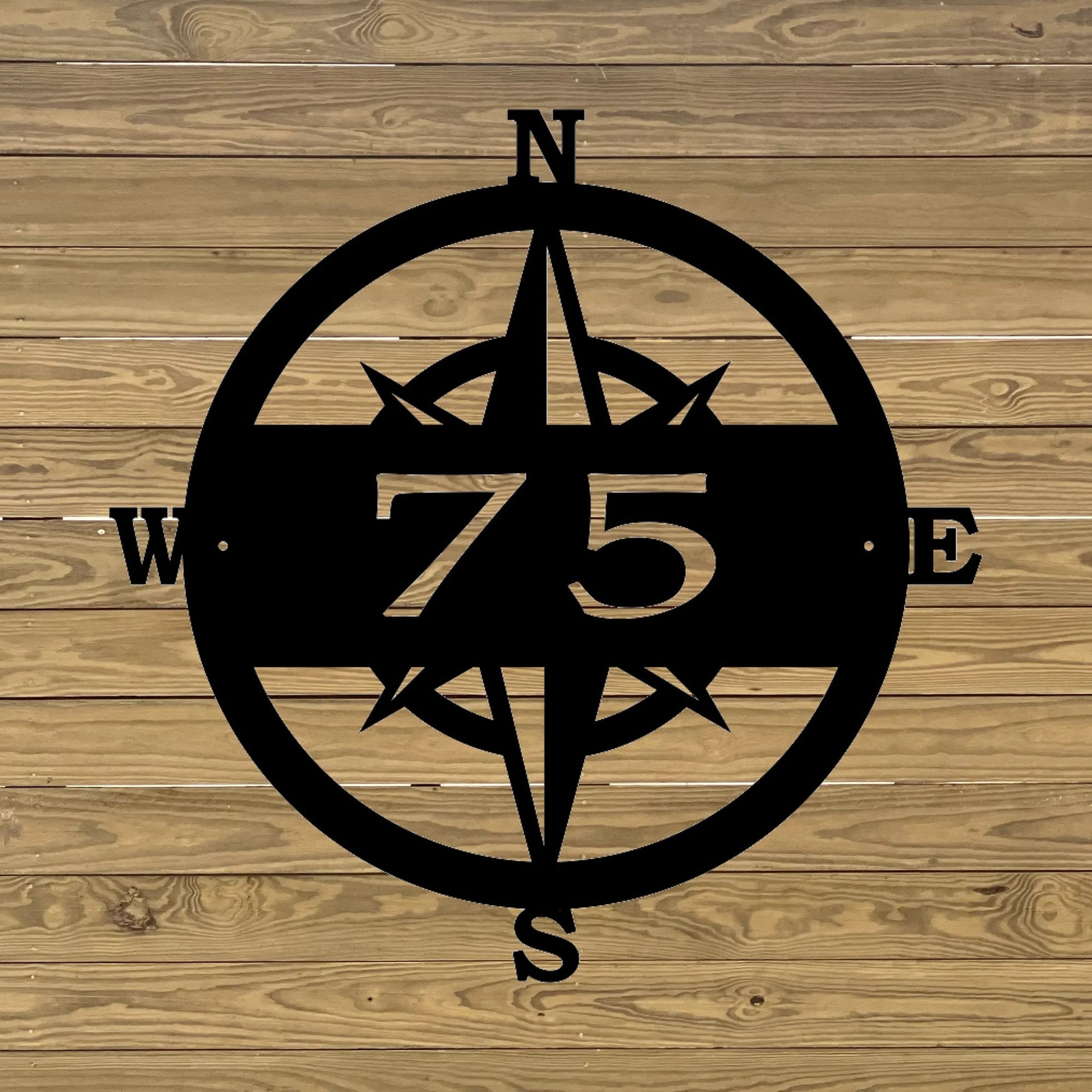 compass address custom number metal sign 