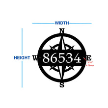 Load image into Gallery viewer, dimensions sizing guide of compass address sign