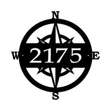 Load image into Gallery viewer, custom metal sign compass address house number wall mounted