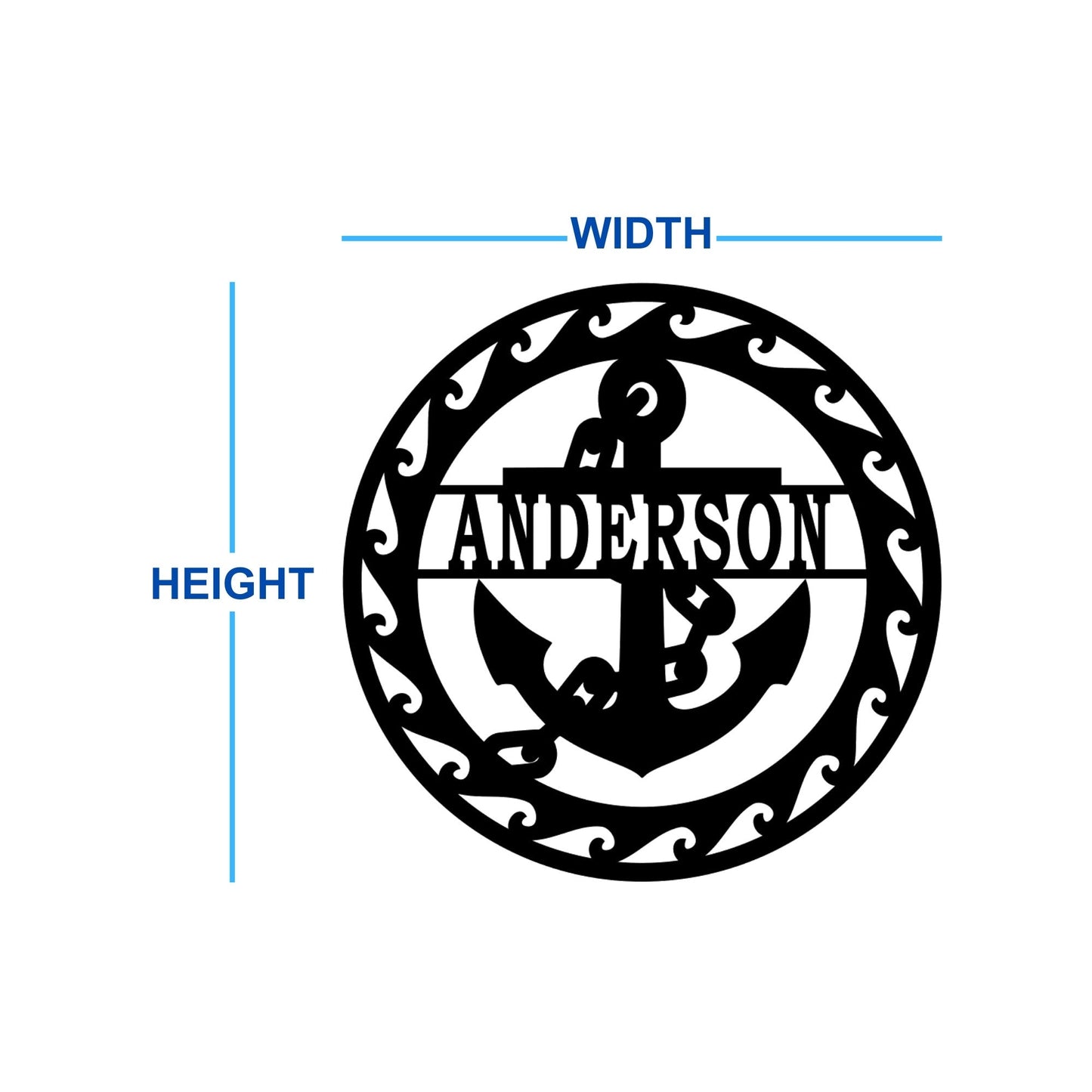 anchor metal sign wall mounted family name saying water 