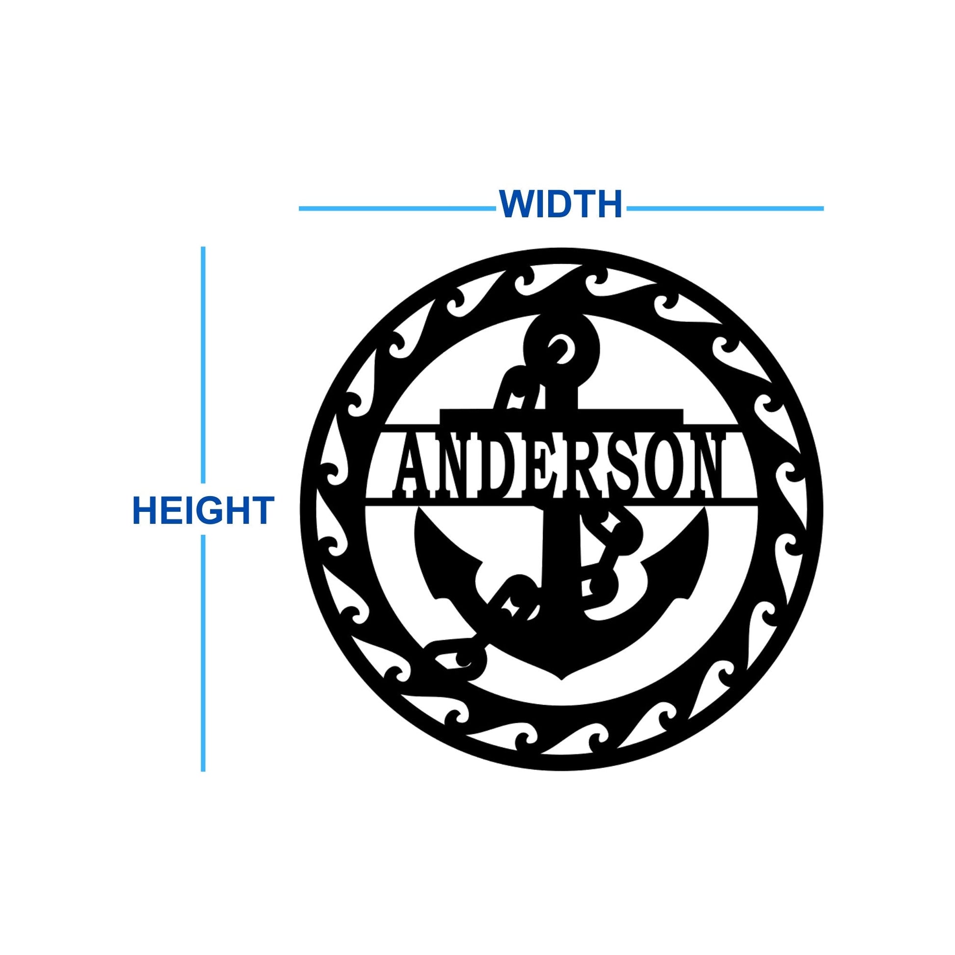 anchor metal sign wall mounted family name saying water 