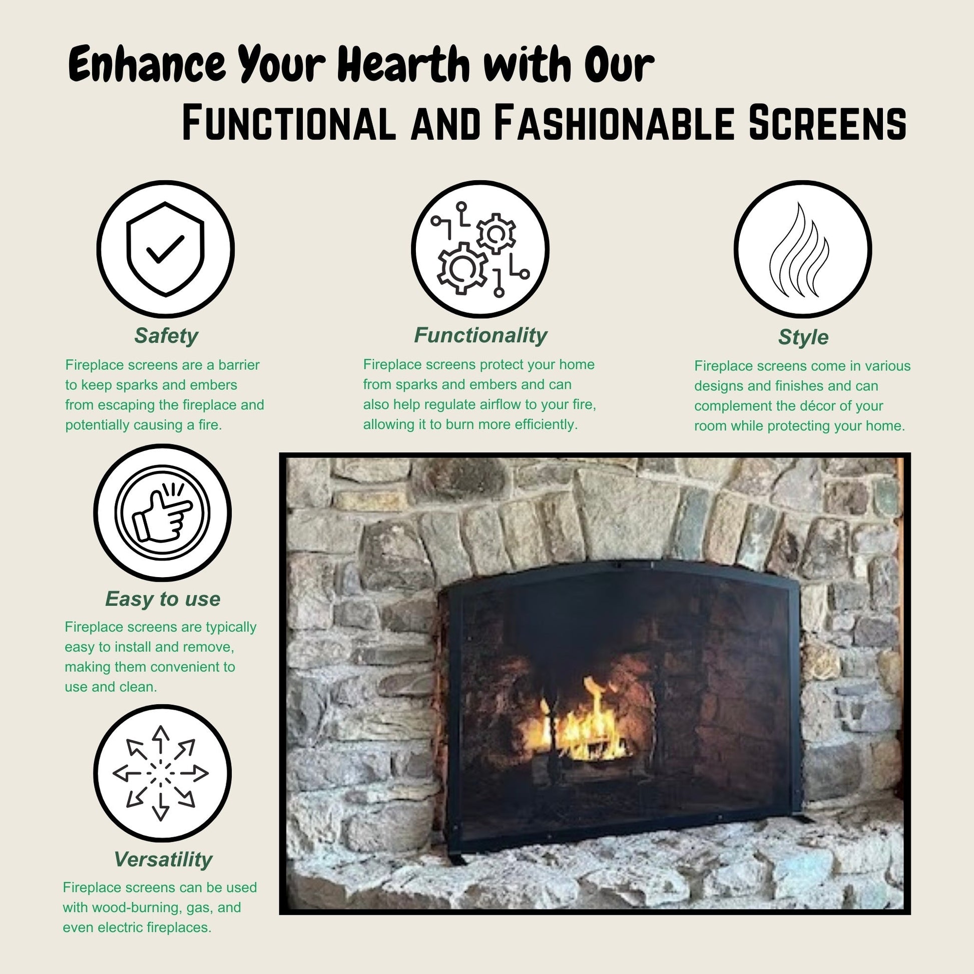 fireplace screen benefits and features