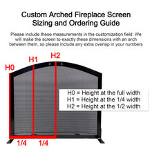 Load image into Gallery viewer, Custom Arched Fireplace Screen, Simple Curved Design, Custom Sizes to Fit Your Fireplace, Hand Made in USA
