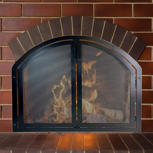 Arched fireplace screen with doors