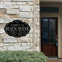 Load image into Gallery viewer, Beach House Sign With Custom Name Beach and Date