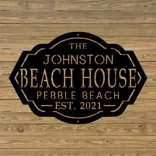 Load image into Gallery viewer, Metal Custom Beach House Sign with Beach Name and Family Name And EST Date 