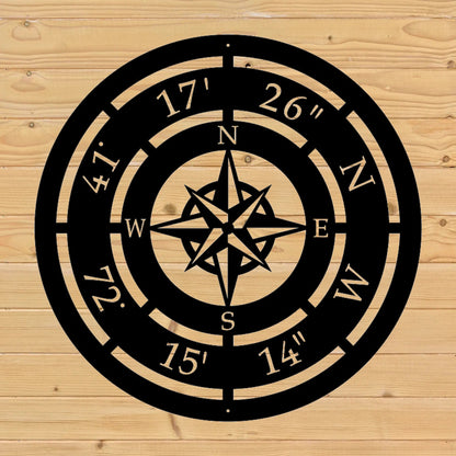 custom compass rose address coordinate metal sign