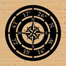 Load image into Gallery viewer, custom compass rose address coordinate metal sign