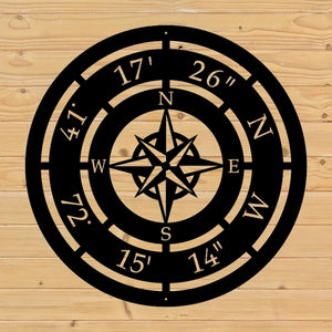 custom compass rose address coordinate metal sign