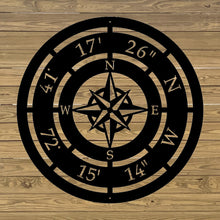 Load image into Gallery viewer, custom compass rose address coordinate metal sign