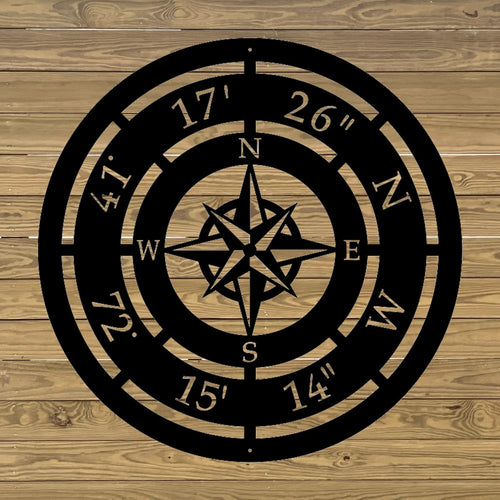 custom compass rose address coordinate metal sign