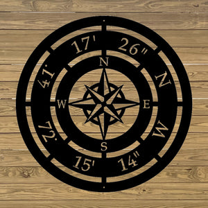 custom compass rose address coordinate metal sign