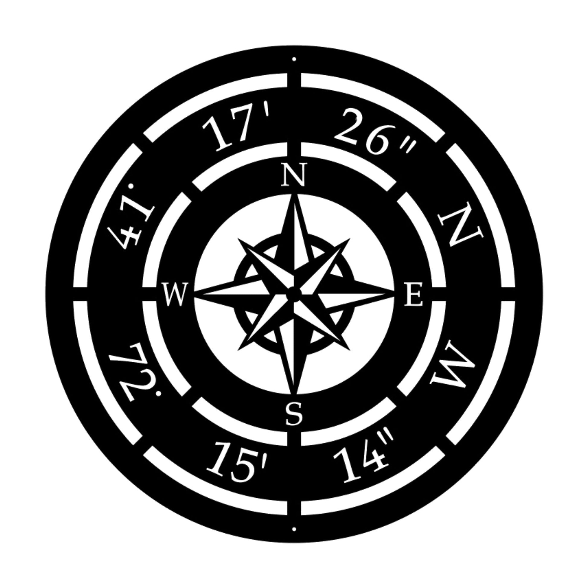 custom compass rose address coordinate metal sign