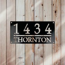 Load image into Gallery viewer, Custom Home Address Sign Black Paint Wood Background
