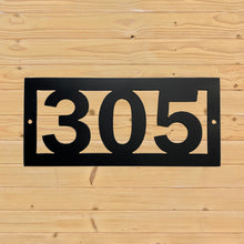 Load image into Gallery viewer, Black Custom Horizontal Home Address Numbers Clean Wood Fence Background