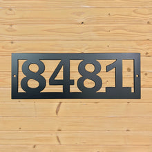 Load image into Gallery viewer, Horizontal House Numbers Black Paint Wood Background
