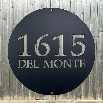 circle address sign stock