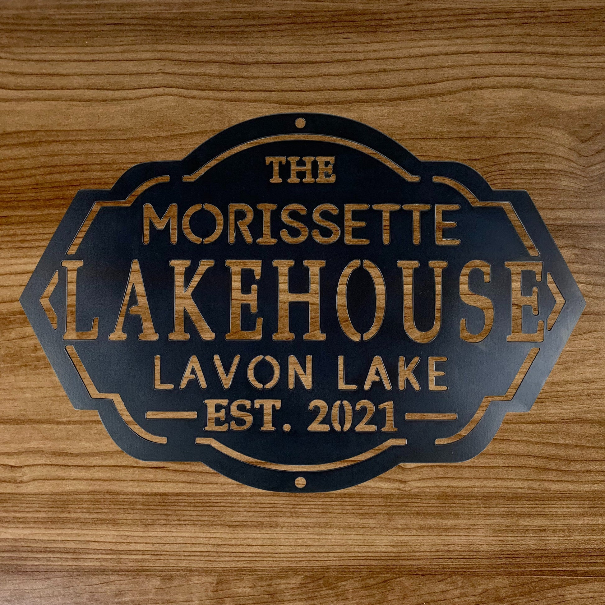 Custom Lakehouse Sign Wooden Background