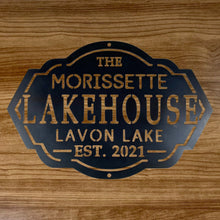 Load image into Gallery viewer, Custom Lakehouse Sign Wooden Background