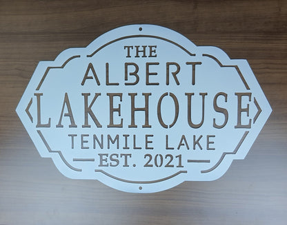 Custom Lakehouse Sign White Paint